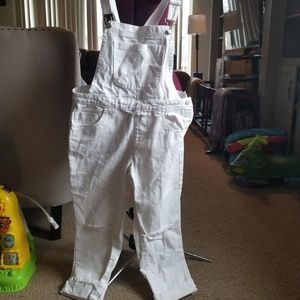 White denim overalls